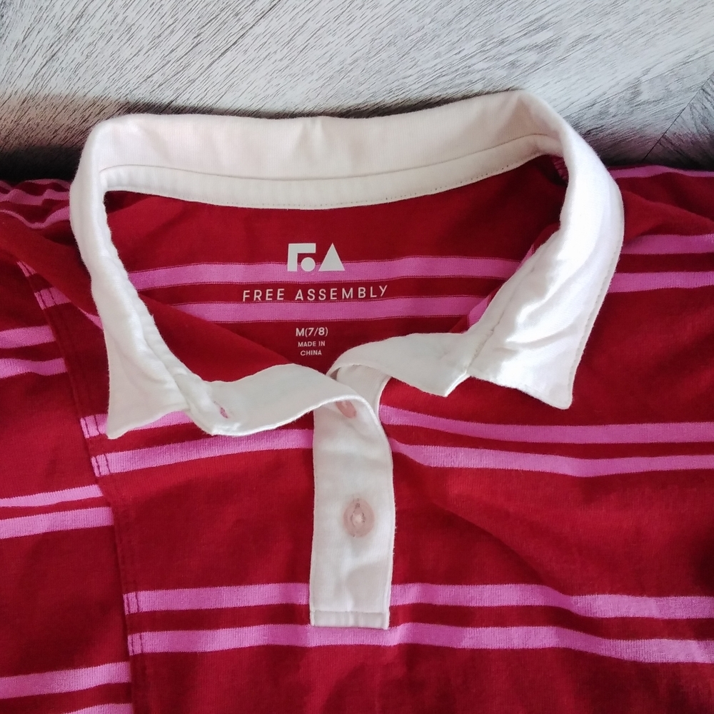 Free Assembly Asymmetrical Polo Dress Sz: M (7/8) Big Girl Karanda Red